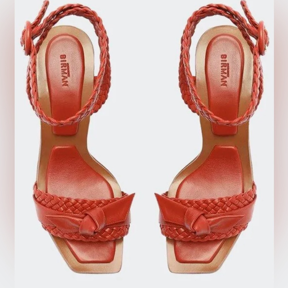 Alexandre Birman Women Brown Clarita Woven Bow Ankle-Strap Sandal